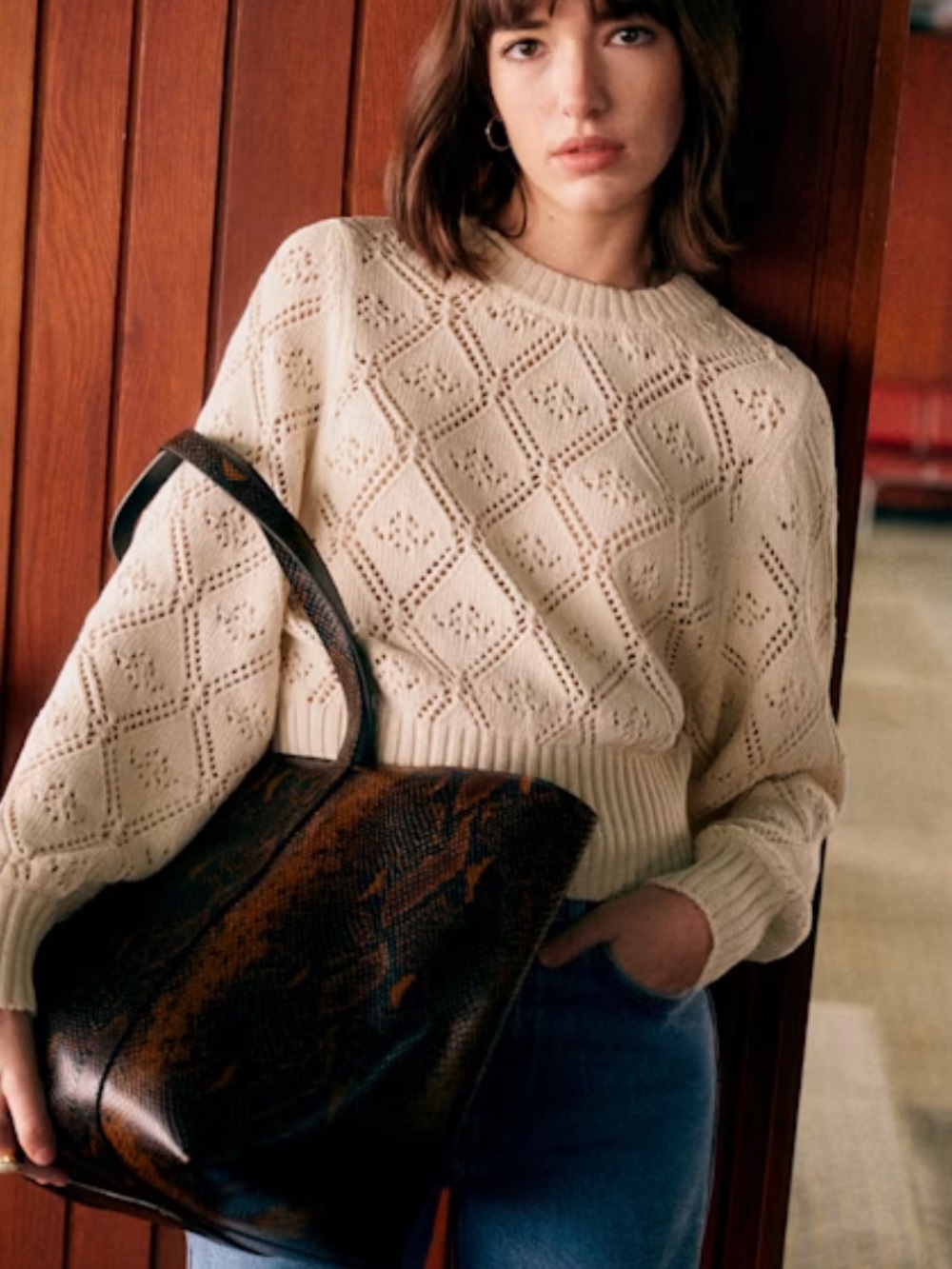 Sezane Abby Jumper in Ecru Size: XS